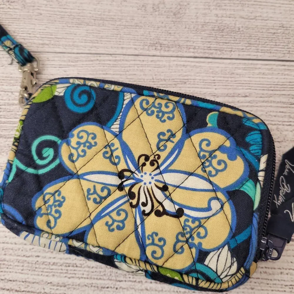 Vera Bradley Mod Floral Blue Small Wristlet, EUC